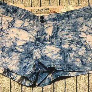 Blue tie dye button girls shorts
